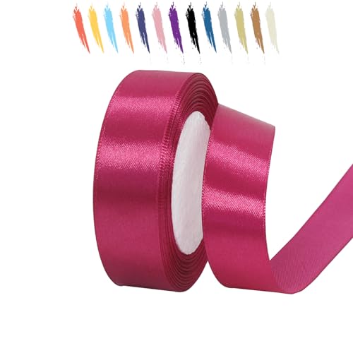 Tiefe Rose 25mm Satinband 23 Meter, Polyesterband, verschönern Sie Ihre Bastelarbeiten und Feiern, ideal für Geschenkverpackungen, Dekorationen, Hochzeitsautoband, Bänder zum Basteln von MORAINJAY