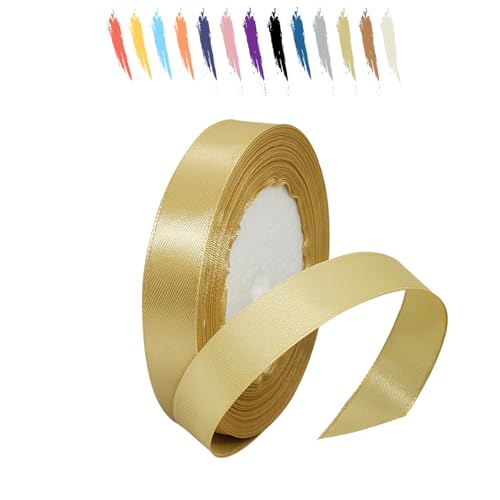 Tyrannengold 15mm Satinband 23 Meter, Polyesterband, verschönern Sie Ihre Bastelarbeiten und Feiern, ideal für Geschenkverpackungen, Dekorationen, Hochzeitsautoband, Bänder zum Basteln von MORAINJAY