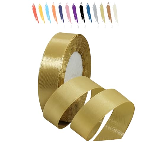 Tyrannengold 20mm Satinband 23 Meter, Polyesterband, verschönern Sie Ihre Bastelarbeiten und Feiern, ideal für Geschenkverpackungen, Dekorationen, Hochzeitsautoband, Bänder zum Basteln von MORAINJAY