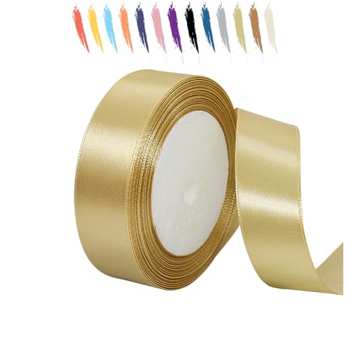 Tyrannengold 25mm Satinband 23 Meter, Polyesterband, verschönern Sie Ihre Bastelarbeiten und Feiern, ideal für Geschenkverpackungen, Dekorationen, Hochzeitsautoband, Bänder zum Basteln von MORAINJAY