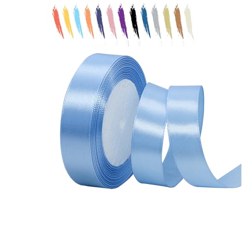 Wasserblau 20mm Satinband 23 Meter, Polyesterband, verschönern Sie Ihre Bastelarbeiten und Feiern, ideal für Geschenkverpackungen, Dekorationen, Hochzeitsautoband, Bänder zum Basteln von MORAINJAY