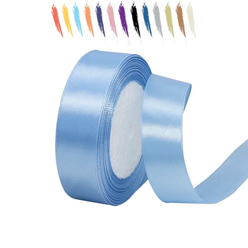 Wasserblau 25mm Satinband 23 Meter, Polyesterband, verschönern Sie Ihre Bastelarbeiten und Feiern, ideal für Geschenkverpackungen, Dekorationen, Hochzeitsautoband, Bänder zum Basteln von MORAINJAY