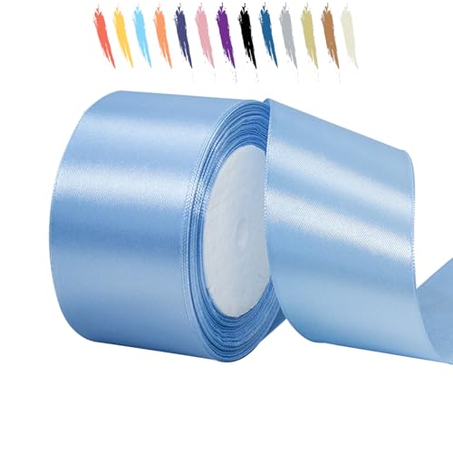 Wasserblau 50mm Satinband 23 Meter, Polyesterband, verschönern Sie Ihre Bastelarbeiten und Feiern, ideal für Geschenkverpackungen, Dekorationen, Hochzeitsautoband, Bänder zum Basteln von MORAINJAY