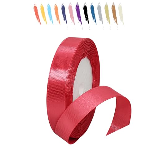 Wassermelonenrot 15mm Satinband 23 Meter, Polyesterband, verschönern Sie Ihre Bastelarbeiten und Feiern, ideal für Geschenkverpackungen, Dekorationen, Hochzeitsautoband, Bänder zum Basteln von MORAINJAY