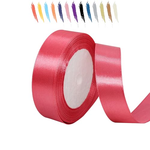 Wassermelonenrot 25mm Satinband 23 Meter, Polyesterband, verschönern Sie Ihre Bastelarbeiten und Feiern, ideal für Geschenkverpackungen, Dekorationen, Hochzeitsautoband, Bänder zum Basteln von MORAINJAY