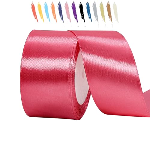 Wassermelonenrot 50mm Satinband 23 Meter, Polyesterband, verschönern Sie Ihre Bastelarbeiten und Feiern, ideal für Geschenkverpackungen, Dekorationen, Hochzeitsautoband, Bänder zum Basteln von MORAINJAY