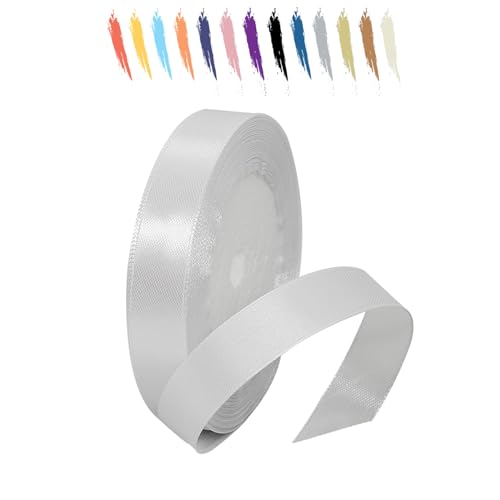 Weiß 15mm Satinband 23 Meter, Polyesterband, verschönern Sie Ihre Bastelarbeiten und Feiern, ideal für Geschenkverpackungen, Dekorationen, Hochzeitsautoband, Bänder zum Basteln von MORAINJAY