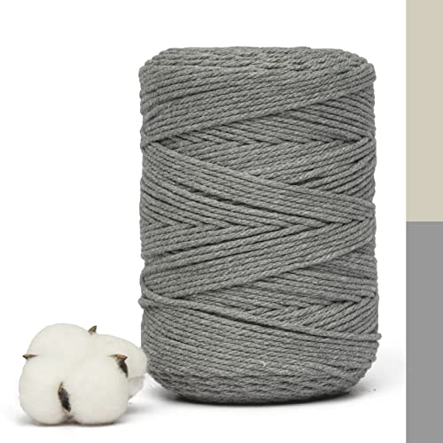 Makramee Garn 3mm x 300m, 100% natürliche Baumwolle, Baumwollseil Baumwollgarn, superweiches Garn für DIY Basteleien, Pflanzen - Hängekörbe, Wandteppiche,Stricken,Wanddekoration und recycelbar von MORRENT