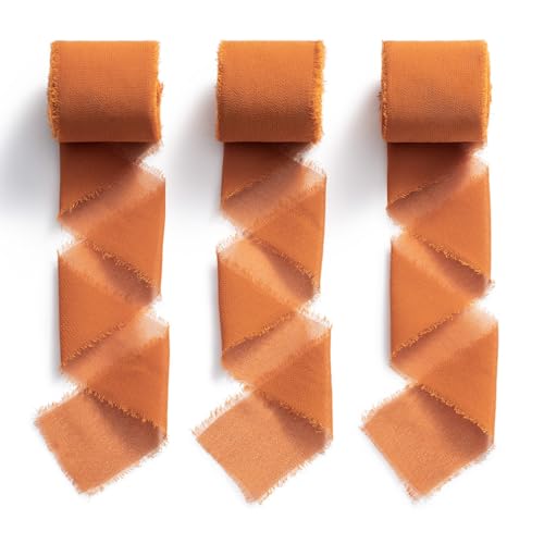 MORSUNBELA Chiffonband Terracotta Geschenkband Breit 38mm Schleifenband Hochzeit Chiffon Dekoband 19,2m von MORSUNBELA