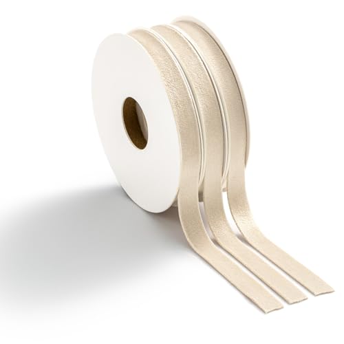 MORSUNBELA Geschenkband Beige 10mm Schleifenband, 3 Rollen *4.5 m Samtband Geschenkbänder für Hochzeit Party Valentinstag Geburtstag Geschenke von MORSUNBELA