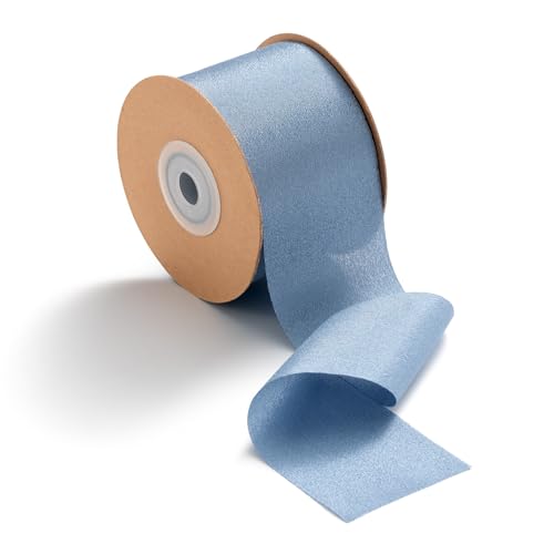 MORSUNBELA Geschenkband Blau Breit Hochzeit Schleifenband Blau Grau Seidenband 5 cm x 23 m Dekoband Dusty Blue von MORSUNBELA