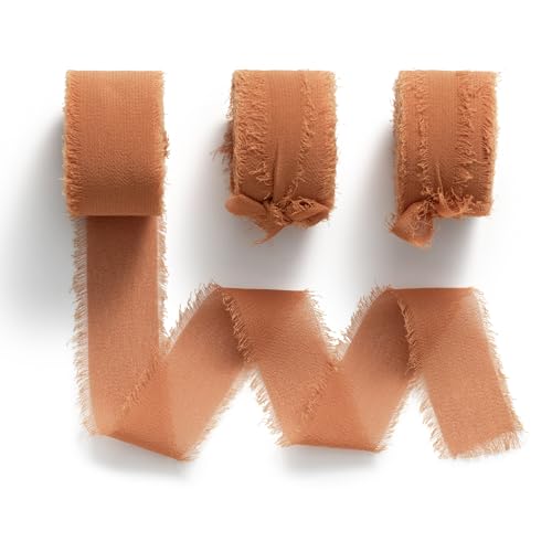 MORSUNBELA Geschenkband Terracotta Schleifenband Hochzeit Band Chiffon Stoffband 19 m x 25 mm Geschenk Chiffonband von MORSUNBELA