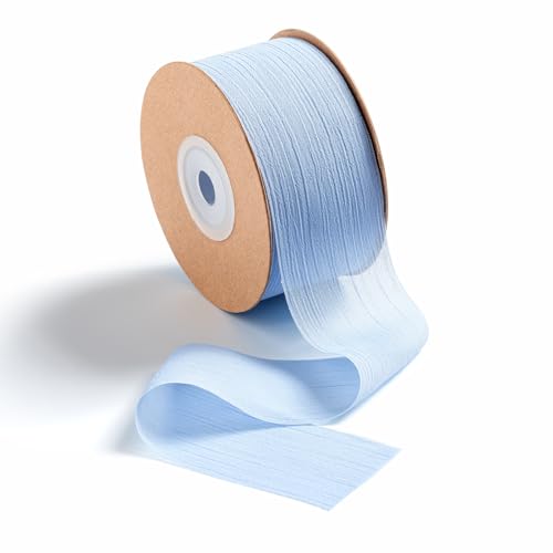 MORSUNBELA Schleifenband Blau 3,8 cm x 23 m Chiffonband Hochzeit Geschenkband Breit Chiffon Stoffband Geschenke Dekoband Seidenband,Hellblau von MORSUNBELA