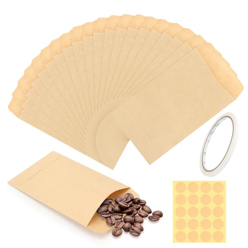 200 Stück Samentütchen, 6 x 10 cm Papiertüten Klein Braun Mini Briefumschläge Braune Papiertüten für Samen Münzen Süßigkeiten Schmuck Kleinigkeiten Gastgeschenke Verpackung von MOSTFUN