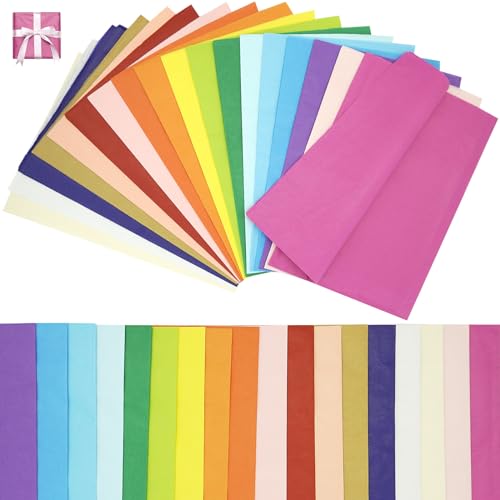 MOSTFUN 108 Blatt Seidenpapier Bunt, 50cm x 35cm Bunt Seidenpapier zum Verpacken Bunt Bastelpapier zum Kreieren von Pompoms, Papierblumen, Basteln Geschenkverpackung Dekorieren (18 Farben) von MOSTFUN