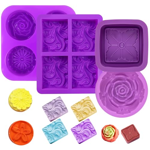 MOSTFUN 4 Stück Silikon Seifenformen, 4 Cavities Seifenform Silikon Handgefertigte Seifenform DIY Silikon Form Antihaft & BPA Freie für Seife Schokolade Ice Cube Muffin Kuchen Backen von MOSTFUN