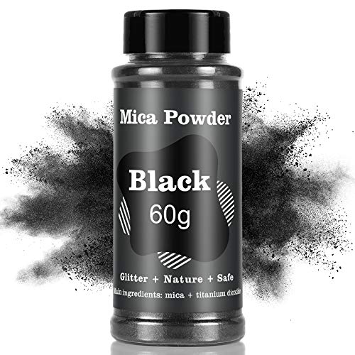 MOSUO Epoxidharz Farbe Mica Pulver, 60g Döschen Seifenfarbe Set Pigmente Pulver, Metallic Farben Schimmern Sie Glitzer Powder, Farbpulver für Seifen Malerei Kosmetik DIY Resin, Schwarz von MOSUO