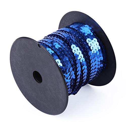 100 Yards 6mm Pailletten Rolle, glänzende Trim Nähfäden Flache runde Pailletten Linie Zubehör(Blue) von MOUMOUTEN