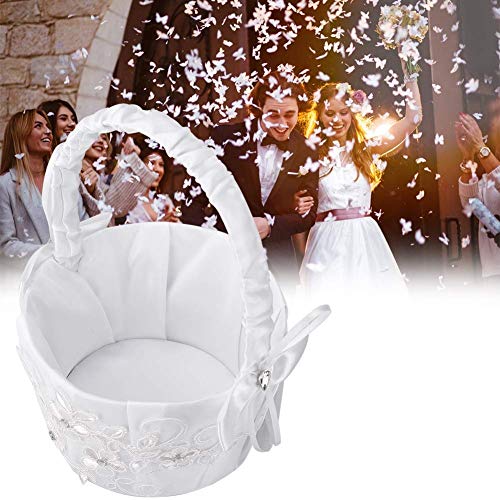 MOUMOUTEN Hochzeitskorb, Blumenkörbchen Hochzeit Blumenkinder Korb Weiße Brautjungfer Blumenkorb Feier Bankett Ornamente Aufbewahrungskorb für Hochzeit und Eröffnung von MOUMOUTEN