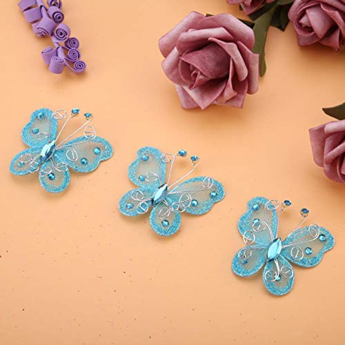 MOUMOUTEN Schmetterling Deko Geburtstag für Party Hochzeitskostüm(24 Stück),Mädchen Haarschmuck, Deko Schmetterlinge Zum Kleben für Party Hochzeitskostüm,Blau von MOUMOUTEN