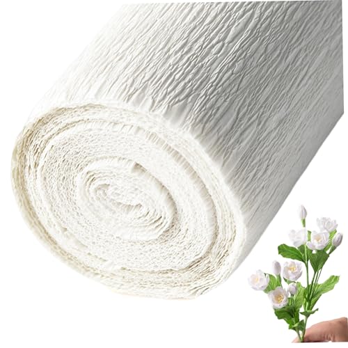 1 Roll-Krepppapier, 98x20 eingedicktes weißes Krepppapierrollenrollenrollenresistent und leicht zu forme-Crepe-Papierblätter für Blumen, Partydekorationen, Kunsthandwerk und mehr von MOUNTTU