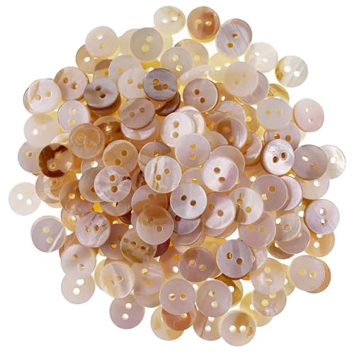 100 Muschelknöpfe, 12, 5 mm/15 mm/20 mm, flache Perlmuttknöpfe mit 2 Löchern für Mäntel und Damen, multifunktionale wiederverwendbare Knöpfe, Nähzubehör für Kleidung, Mäntel, Strickjacken und andere B von MOUNTTU