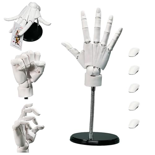 Handmodell 1: 1 artikuliertes Mannequin Handbewegungsgelenk 16x8in Manikin Hand mit Basis DIY PVC ABS Handmodell zum Zeichnen, Malerei, Skizzieren, Weiß von MOUNTTU