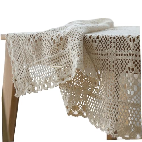 MOUNTTU Vintage Cotton Häketischzüßer, Makramee Spitzen-Doilies Vintage Rechteck Häkeltischdecke Tischabdeckungstisch Toper, Stichtischwäsche, beige multisize Geruchslose rechteckige 55 x 55 Zoll von MOUNTTU