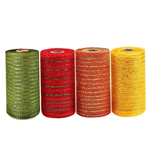 Mesh Ribbon Roll Christmas Deco Mesh Rolls Kränze Dekoration für DIY -Projekt 4Rolls von MOUNTTU