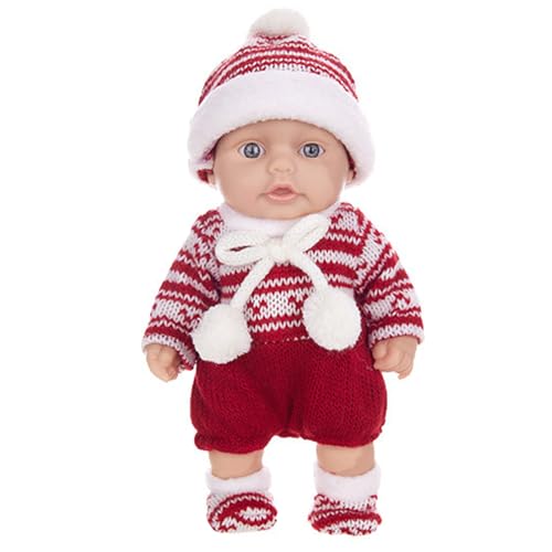 Mini Babypuppen 10 niedliche Weihnachtsmini -Puppen mit beweglichen Gelenken realistische Neugeborene Babypuppen weiche Vinyl Babypuppen Ganzkörper Stehende Babypuppe mit Kleidung für Kinder ro von MOUNTTU