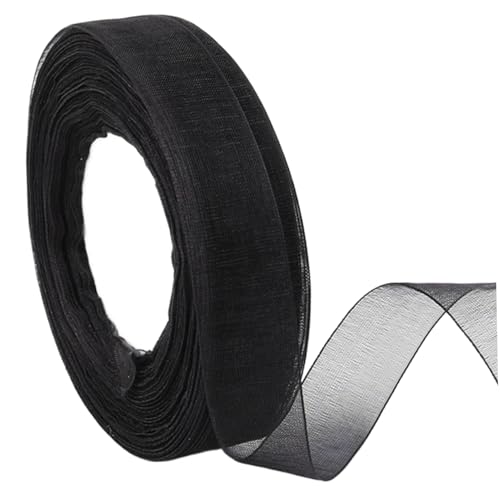 Sheer Ribbon 1 Roll 150 Fuß lang 1 Zoll breites Netzband Minimalistische schwarze Band Cuttable DIY-freundliches dekoratives Band für Blumenstrauß, Geschenkverpackung von MOUNTTU