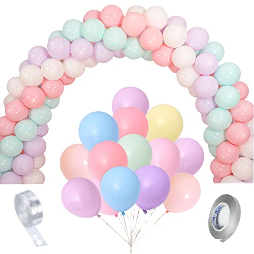 MOUTAS 100 Pcs Luftballons Pastell，Luftballons Pastellfarben,Bunte Luftballons，Ballon zum Babygeburtstag，Party Deko Silvester，Valentinstag Dekoration，Luftballons hochzeit，Abschluss Dekoration von MOUTAS