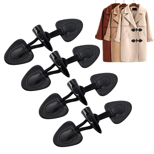 4 Paar Leder Knebelverschlüsse Kunstleder Toggle Buttons, Nähen Knöpfe Ersatz Knöpfe Strickwaren Trench Coat Harz Knöpfe Mantel Buttons, Knöpfe für DIY Handwerk Kleidung Nähen Dekoration Zubehör von MOVKZACV