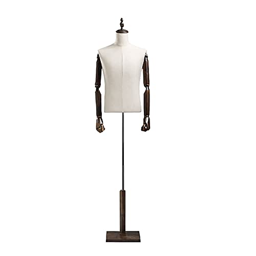 Herren Schaufensterpuppe Körper mit Flacher Schulter, Mannequin Torso mit Massivholzarm Herrenanzug Stile Form Puppenkörper zum Nähen Schneiderinnen Kleid Schmuck Display von MOWEO