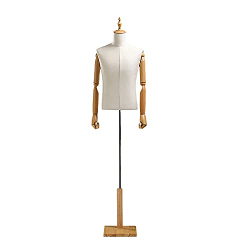 Herren Schaufensterpuppe Körper mit Flacher Schulter, Mannequin Torso mit Massivholzarm Herrenanzug Stile Form Puppenkörper zum Nähen Schneiderinnen Kleid Schmuck Display von MOWEO