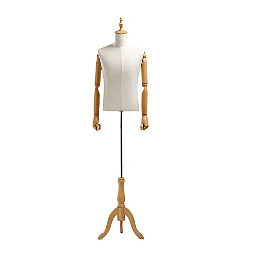 Herren Schaufensterpuppe Körper mit Flacher Schulter, Mannequin Torso mit Massivholzarm Herrenanzug Stile Form Puppenkörper zum Nähen Schneiderinnen Kleid Schmuck Display von MOWEO