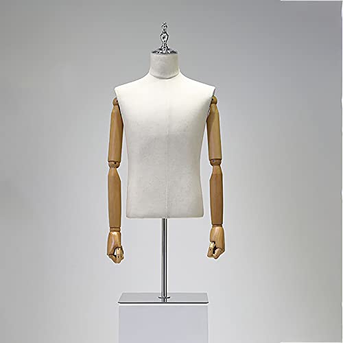 Herren Schaufensterpuppe Torso, Form Puppenkörper mit Standfuß zum Nähen Schneiderinnen Kleid Schmuck Display Höhenverstellbar 49,2-72 Zoll von MOWEO