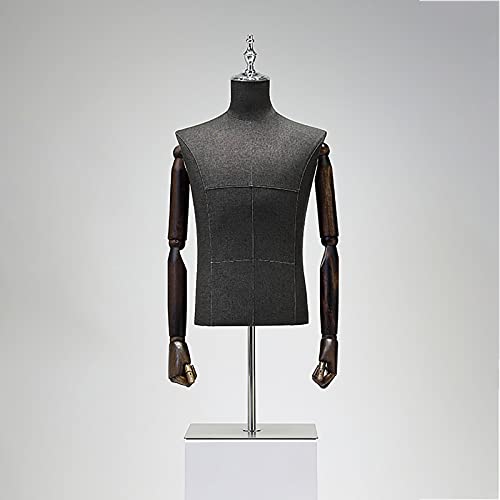 Herren Schaufensterpuppe Torso, Form Puppenkörper mit Standfuß zum Nähen Schneiderinnen Kleid Schmuck Display Höhenverstellbar 49,2-72 Zoll von MOWEO