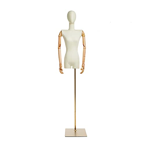 Schaufensterpuppe Torso, Damen Flache Schulter Schaufensterpuppe Körper mit Massivholz Arm Schneiderpuppe Körper zum Nähen Schneiderinnen Kleid Schmuck Display von MOWEO