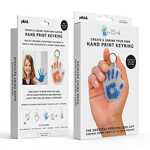 Pikkii, Personalisierter Schlüsselanhänger, Schrumpf-Kit enthält Farbe und Schrumpffolie, um Fuß oder Handabdruck Schlüsselanhänger zu erstellen, erstellen und malen Sie Ihre eigenen Schlüsselanhänger von MOXON