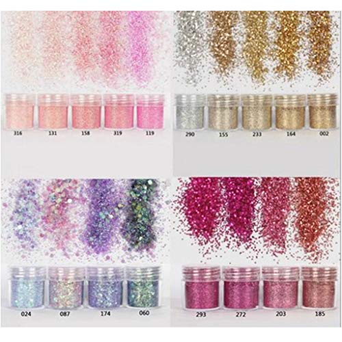 MOZALL 18 Flaschen Nail Art Pailletten Harz Glänzende Füllung Flash Glitter Pulver UV Kristall Epoxidharz Füllstoff Pigment Dekorationen von MOZALL