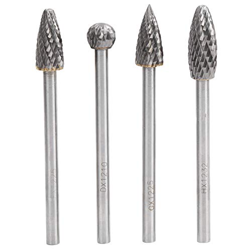 MOZUO 4-teiliges Rollschneider-Feilen-Set, Metall-Schleifwerkzeug, 6 mm Schaft aus Wolframstahl für Metallbearbeitungswerkzeuge, Silber von MOZUO