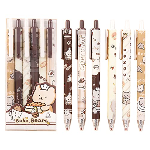 Gel-Tintenschreiber, Cartoon-Druckstifte, niedlicher Tierstift, 0,5 mm, Kugelschreiber, Büro, Schulbedarf für Mädchen, 6 Stück (Bär-Bake) von MOZXIRZ