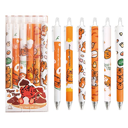 Gel-Tintenschreiber, Cartoon-Druckstifte, niedlicher Tierstift, 0,5 mm, Kugelschreiber, Büro, Schulbedarf für Mädchen, 6 Stück (Tiger) von MOZXIRZ