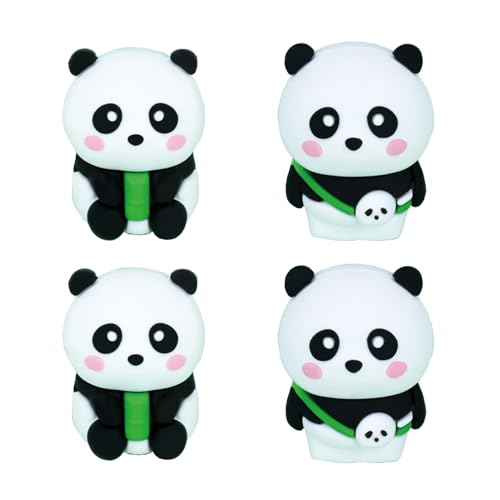 Niedlicher Bleistiftspitzer, Cartoon-Panda, kleiner manueller Bleistiftspitzer, Kawaii, PVC-Spitzer, Schreibwaren, Schule, Bürobedarf (4 Stück Panda) von MOZXIRZ