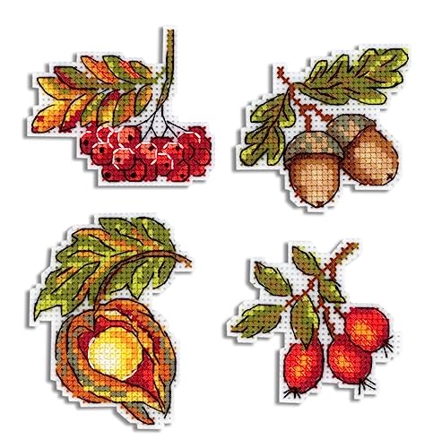 MP Studia Kreuzstich-Stickset für Erwachsene und Anfänger, Beeren – Magnete – Herbstgeschenke 8 x 6 cm / 3,15 x 2,36 cm 14 ct von MP Studia