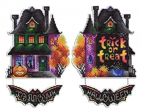 MP Studia Kreuzstich-Stickset für Erwachsene und Anfänger, Halloween – Spukhaus, 19 x 13 cm, 14 Karat. von MP Studia