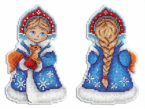 MP Studia Kreuzstich-Stickset für Erwachsene und Anfänger, Winter – Schneewittchen, 13 x 8 cm, 14 Karat. von MP Studia