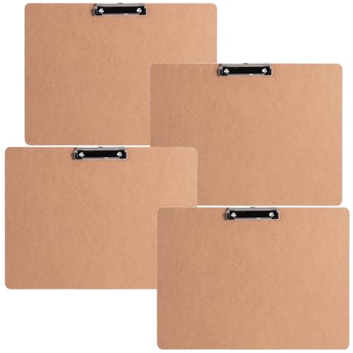 A3 (44,5 x 29,2 cm, 4 Stück) Basics Horizontales Klemmbrett aus Hartfaserplatte für Klassenzimmer und Büro, Zeichnen, Skizzieren, Zeichnen, Büro für Klassenzimmer, Studio oder Feld, umweltfreundliche von MP2 MINGPIN