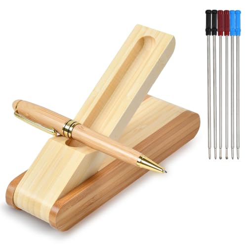 MPEIPILA Bambus-Geschenkstift, eleganter Stift, Kugelschreiber aus Holz, mit 6 Ersatzminen und Holzbox, Stift mit Behälter, Geschenk für Damen und Herren, originelles Geschenk zum Abschluss von MPEIPILA